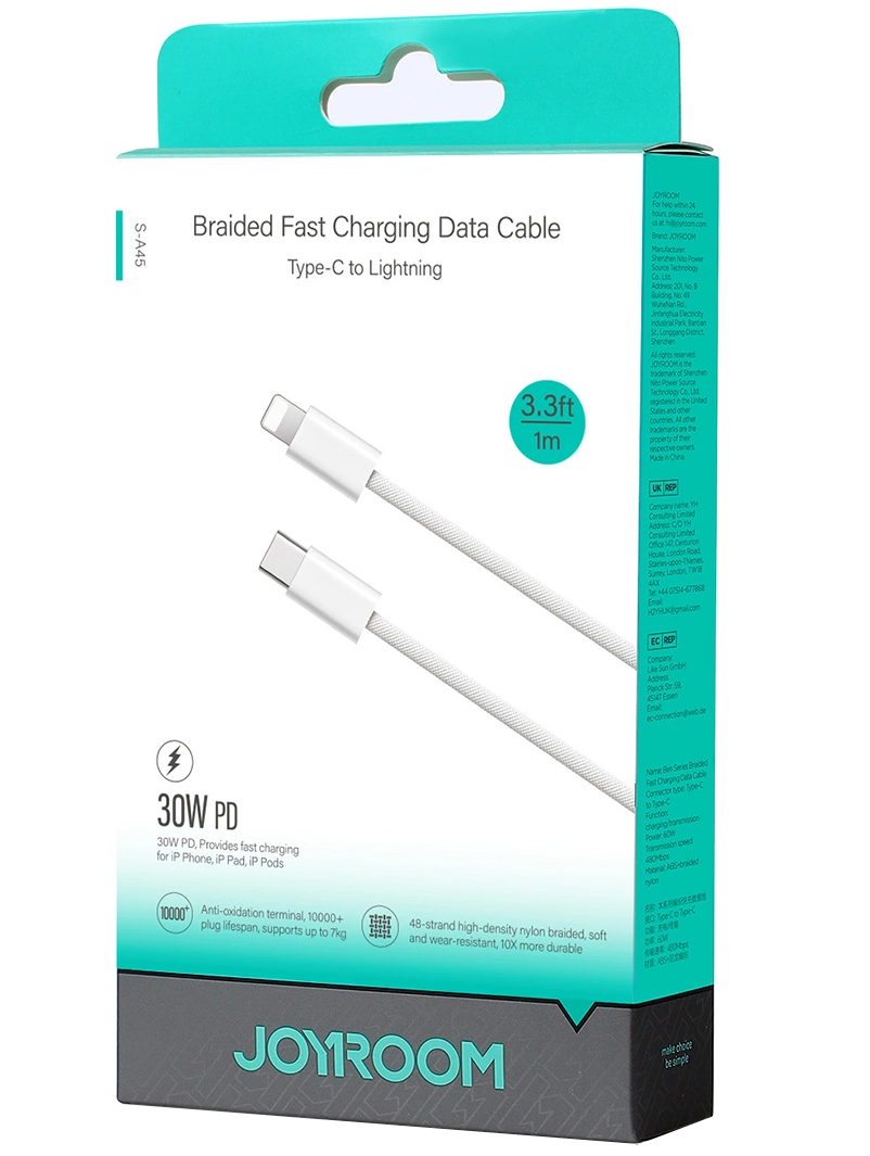 Câble de Données et de Charge USB-C - Lightning Joyroom S-A45, 30W, 1m, Blanc