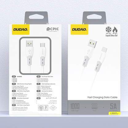 Cavo Dati e Ricarica USB-A - USB-C Dudao L25ST, 100W, 1m, Bianco