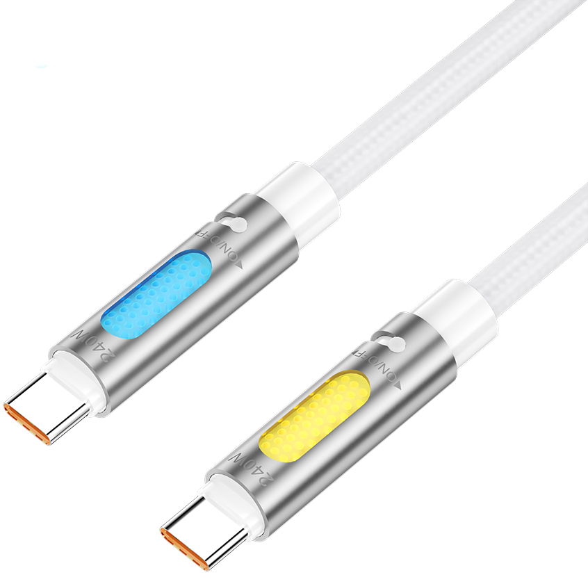 USB-C Daten- und Ladekabel - USB-C BWOO X325C-C Led, 240W, 1,2m, Weiß