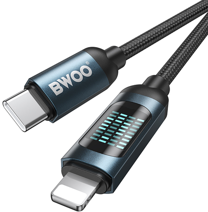 Cavo Dati e Ricarica USB-C - Lightning BWOO X305 Display, 27W, 1m, Nero