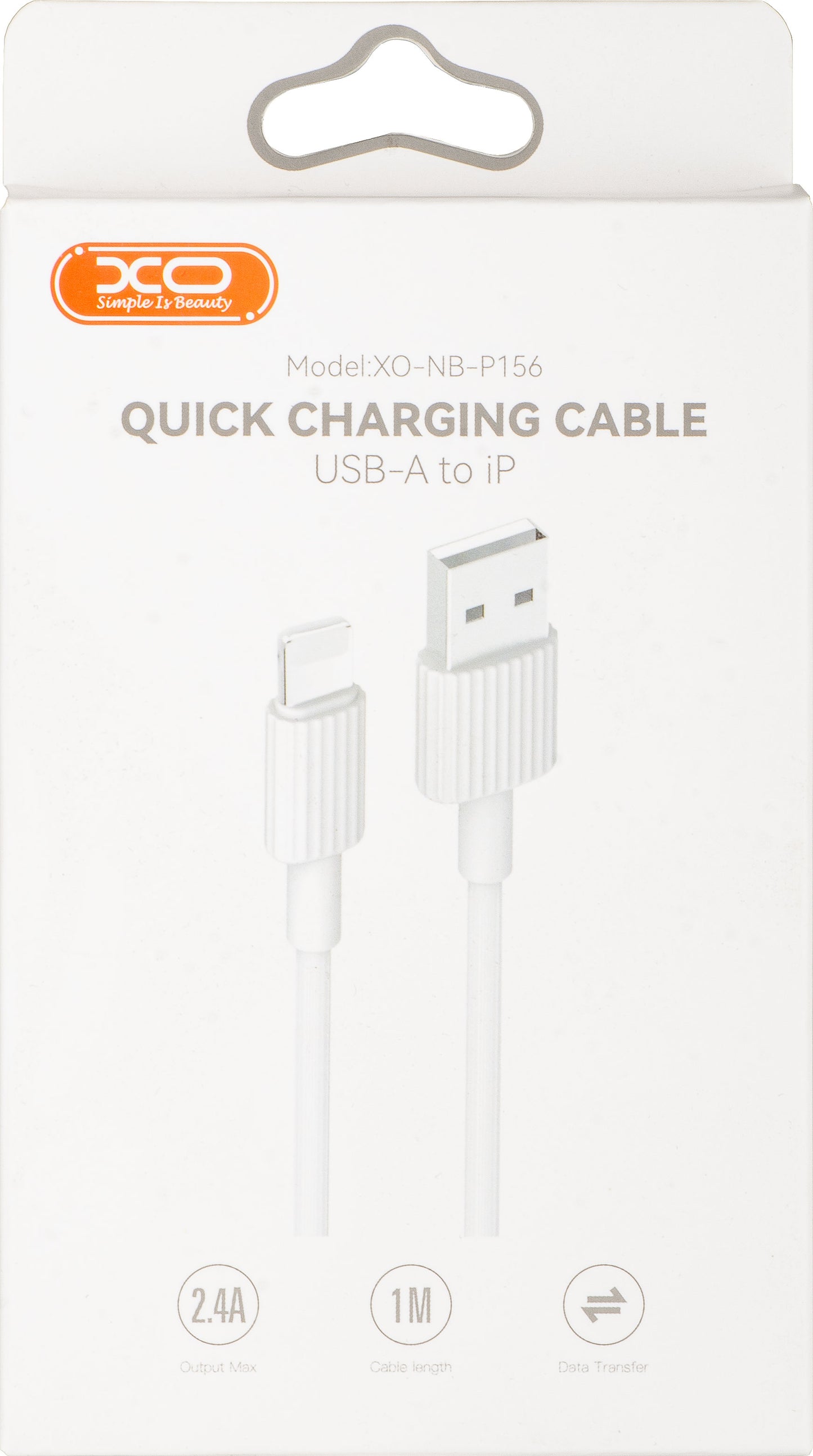 Daten- und Ladekabel USB-A - Lightning XO Design NB156, 18W, 1m, Weiß