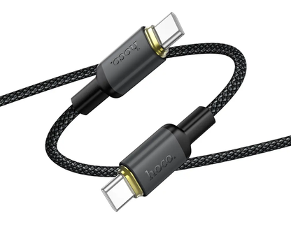 Câble de données et de charge USB-C - USB-C HOCO X128 Benefit, 60W, 1m, Noir