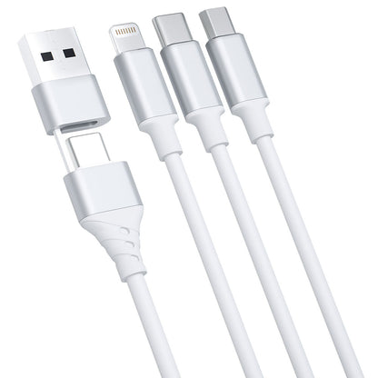 Câble de Chargement USB-A / USB-C - Lightning / microUSB / USB-C 3MK Hyper 3in1, 12W, 1.5m, Blanc