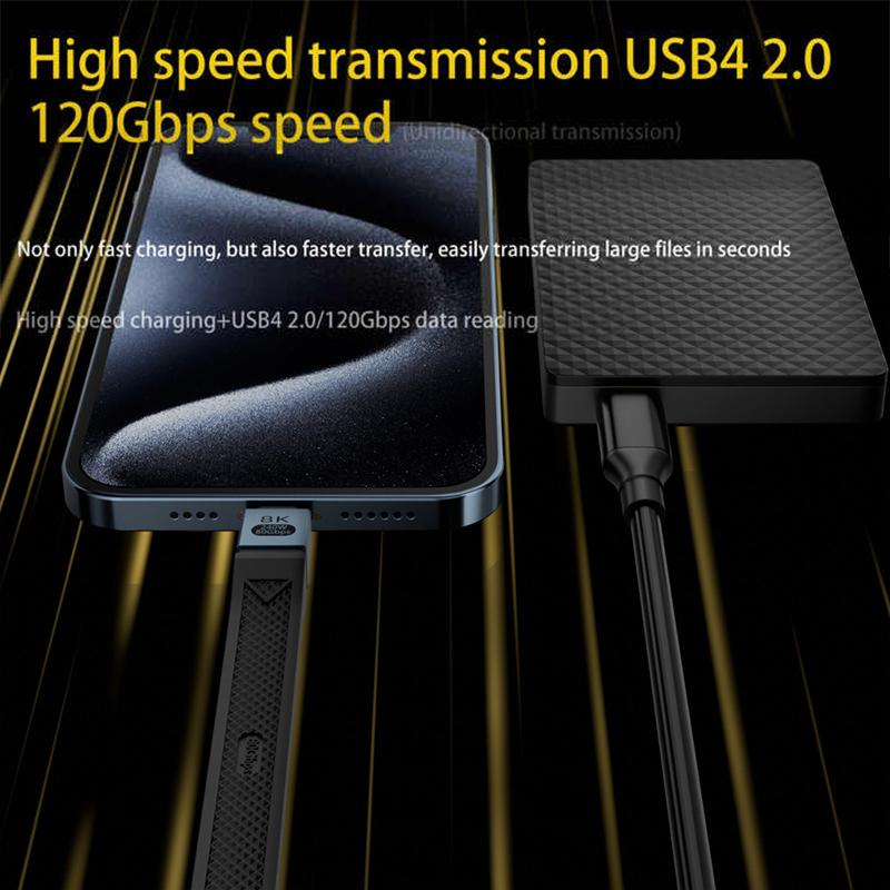 Câble de données et de charge USB-C - USB-C OEM Vidéo 8K, 240W, 0.13m, Noir