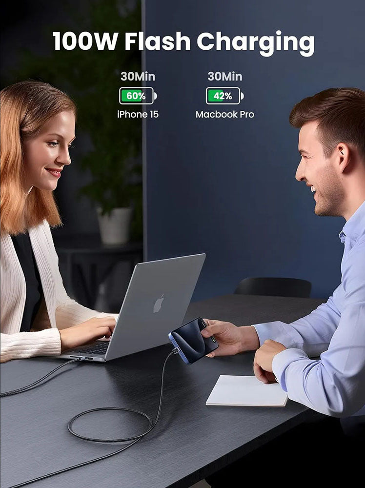 Câble de Données et de Charge USB-C - USB-C UGREEN L512, 100W, 3m, Gris