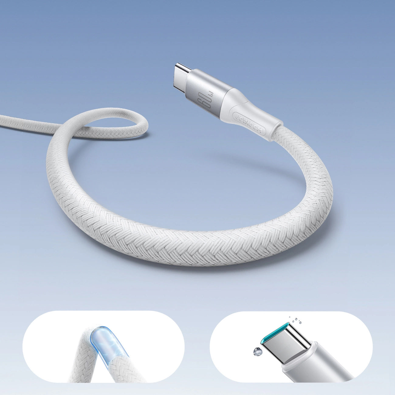 Câble de Données et de Charge USB-C - USB-C Joyroom S-A28 Flash, 60W, 2m, Blanc
