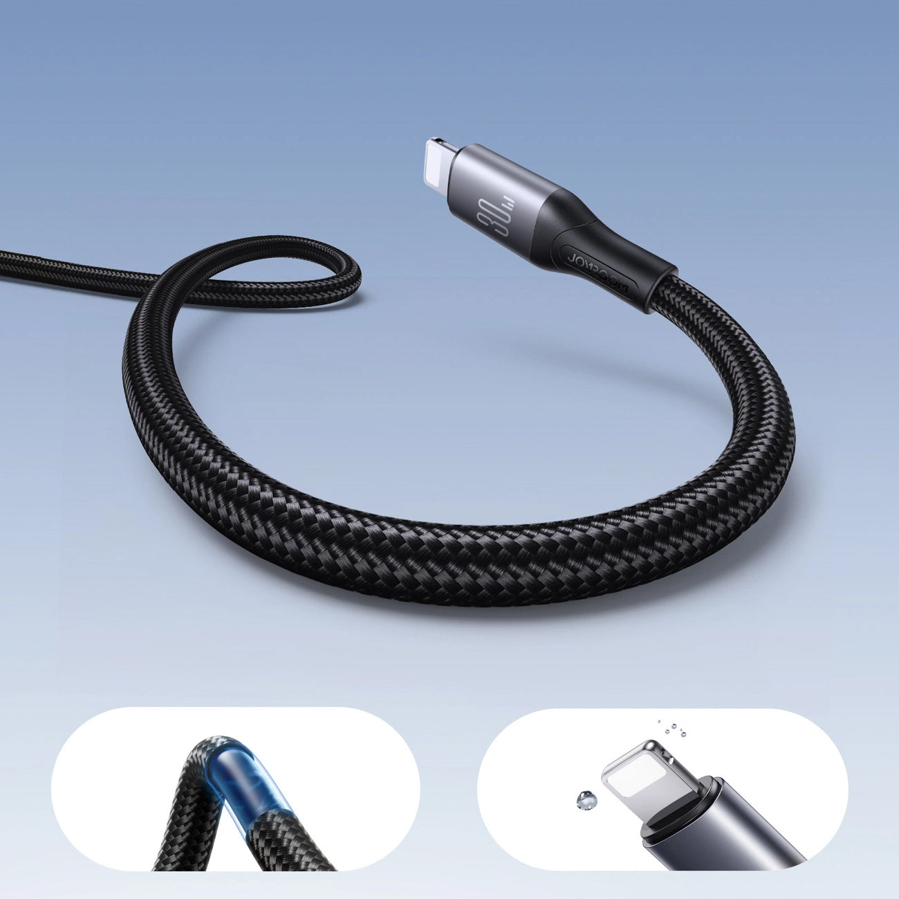 USB-C - Lightning Lade- und Datenkabel Joyroom S-A28 Flash, 30W, 2m, Schwarz
