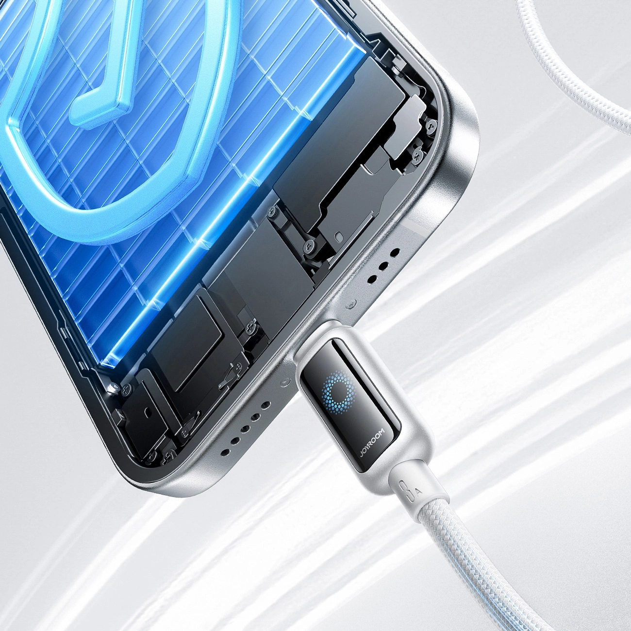 Daten- und Ladekabel USB-A - Lightning Joyroom S-A55 StarFlight Display, 18W, 1.2m, Weiß