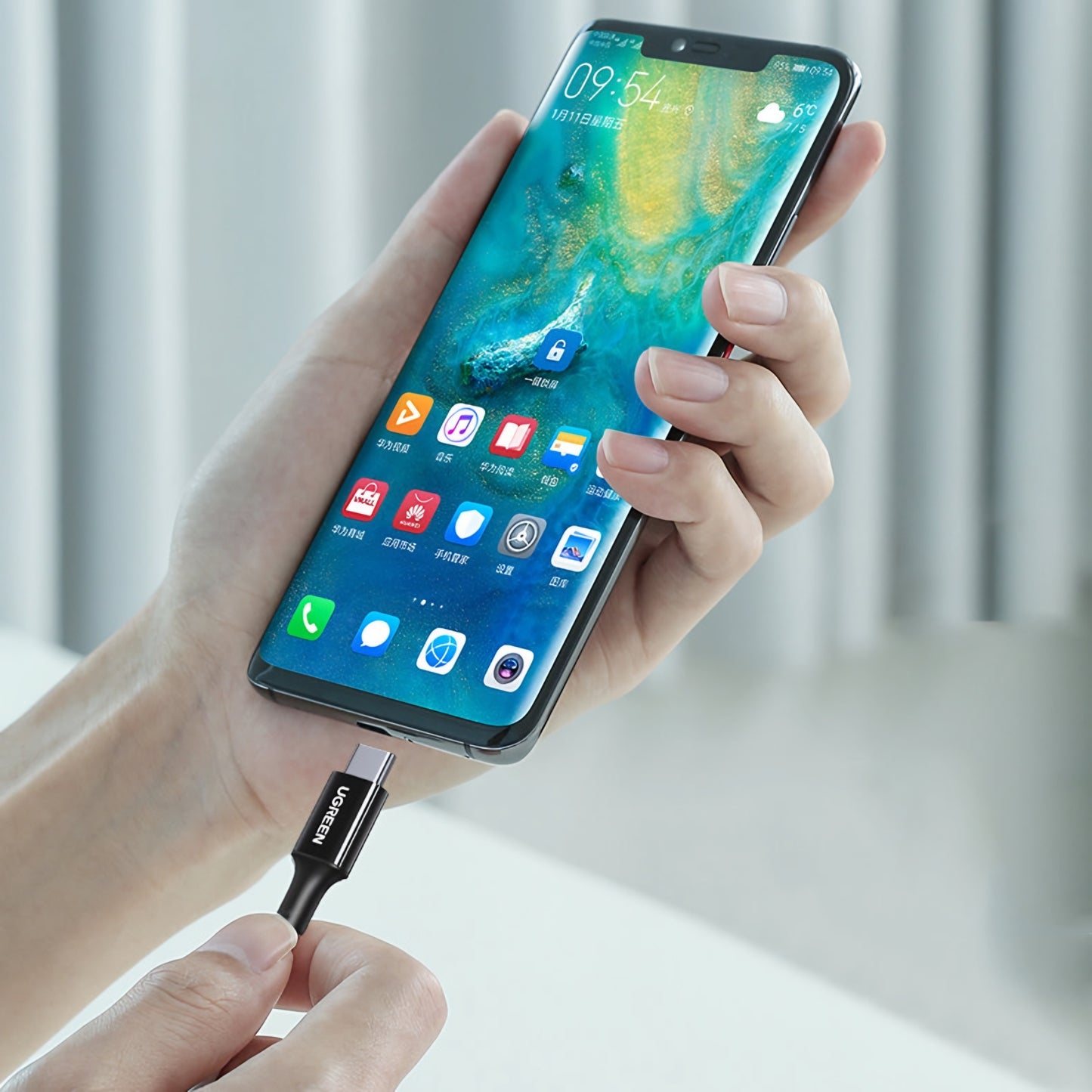 Câble de Données et de Charge USB-C - USB-C UGREEN US300, 100W, 2m, Blanc