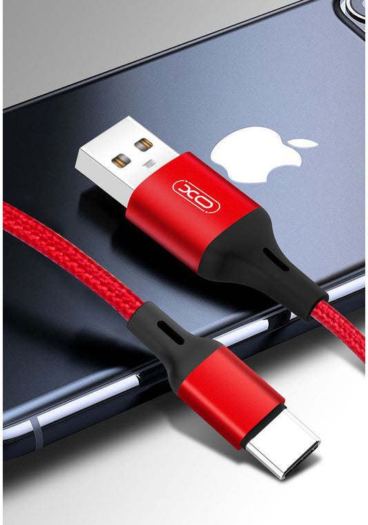 Câble de Données et de Charge USB-A - USB-C XO Design NB143, 18W, 2m, Rouge
