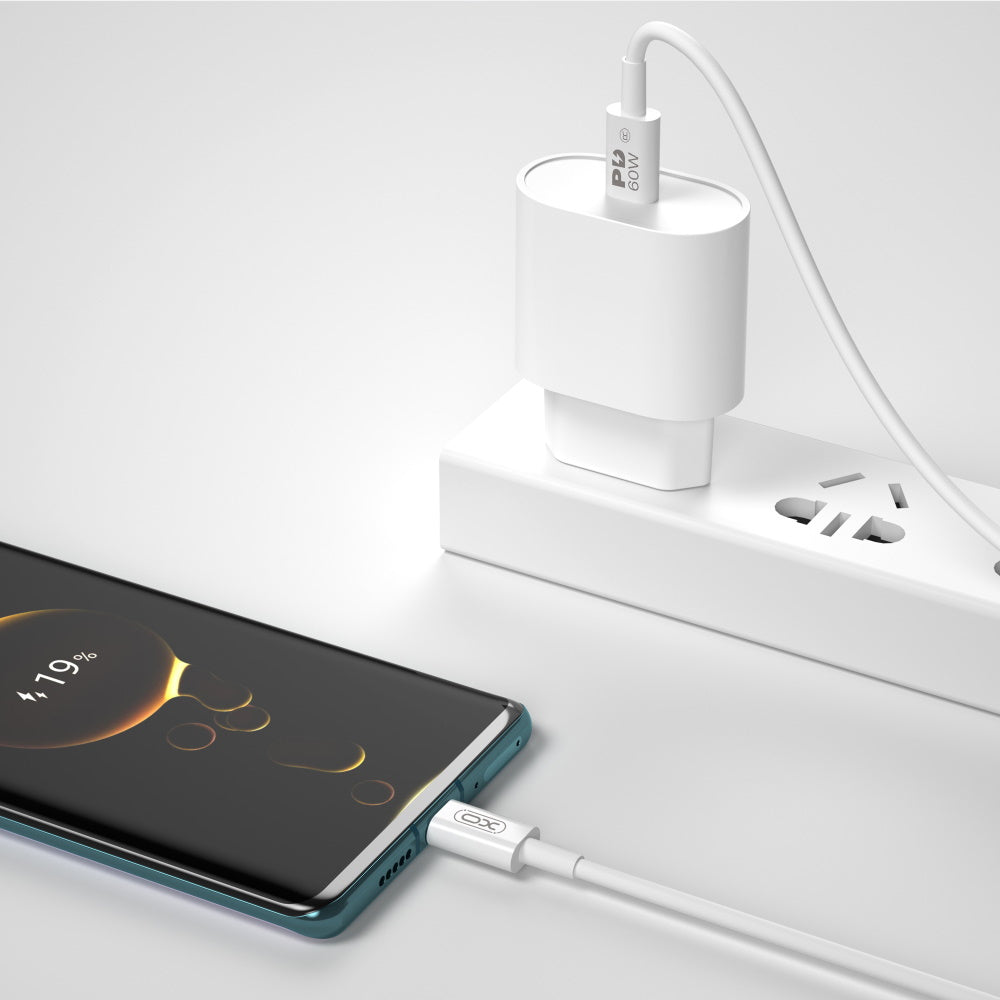 Câble de Données et de Charge USB-C - USB-C XO Design NB-Q190B, 60W, 2m, Blanc