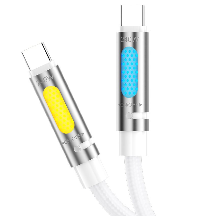 USB-C Daten- und Ladekabel - USB-C BWOO X325C-C Led, 240W, 1,2m, Weiß