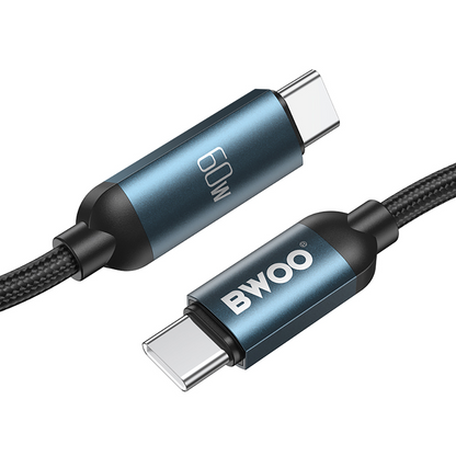 Daten- und Ladekabel USB-C - USB-C BWOO BO-X304 Led, 60W, 1m, Schwarz