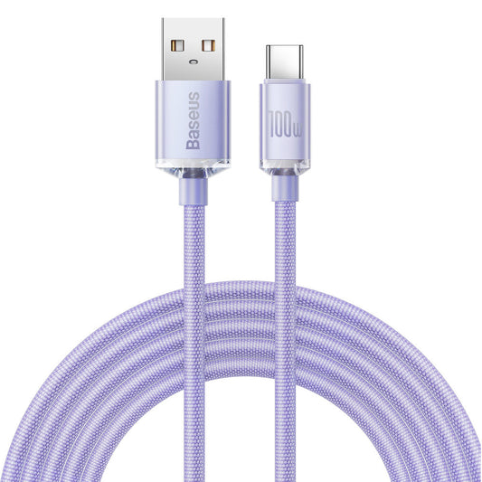 USB-A - USB-C Daten- und Ladekabel Baseus Crystal Shine Series, 100W, 2m, Lila CAJY000505