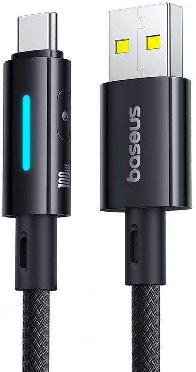 Câble de Données et de Charge USB-A - USB-C Baseus Lit Button Control, 100W, 1m, Noir P10379002121-00