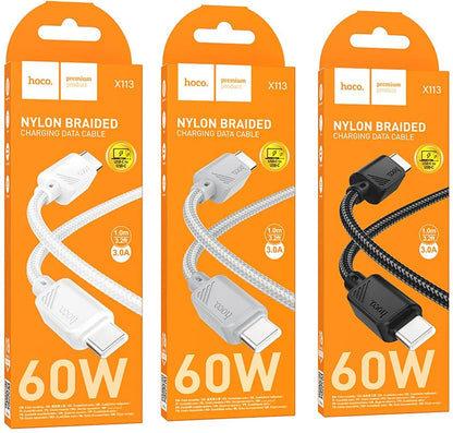 USB-C Daten- und Ladekabel - USB-C HOCO X113, 60W, 1m, Schwarz