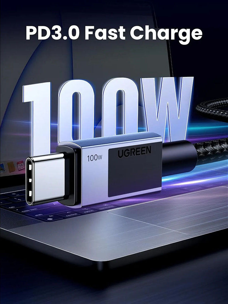 Câble de Données et de Charge USB-C - USB-C UGREEN L512, 100W, 3m, Gris