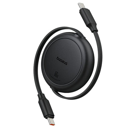 Câble de Données et de Charge USB-C - USB-C Baseus Free2Pull Mini Rétractable, 60W, 1m, Noir P10364500111-01