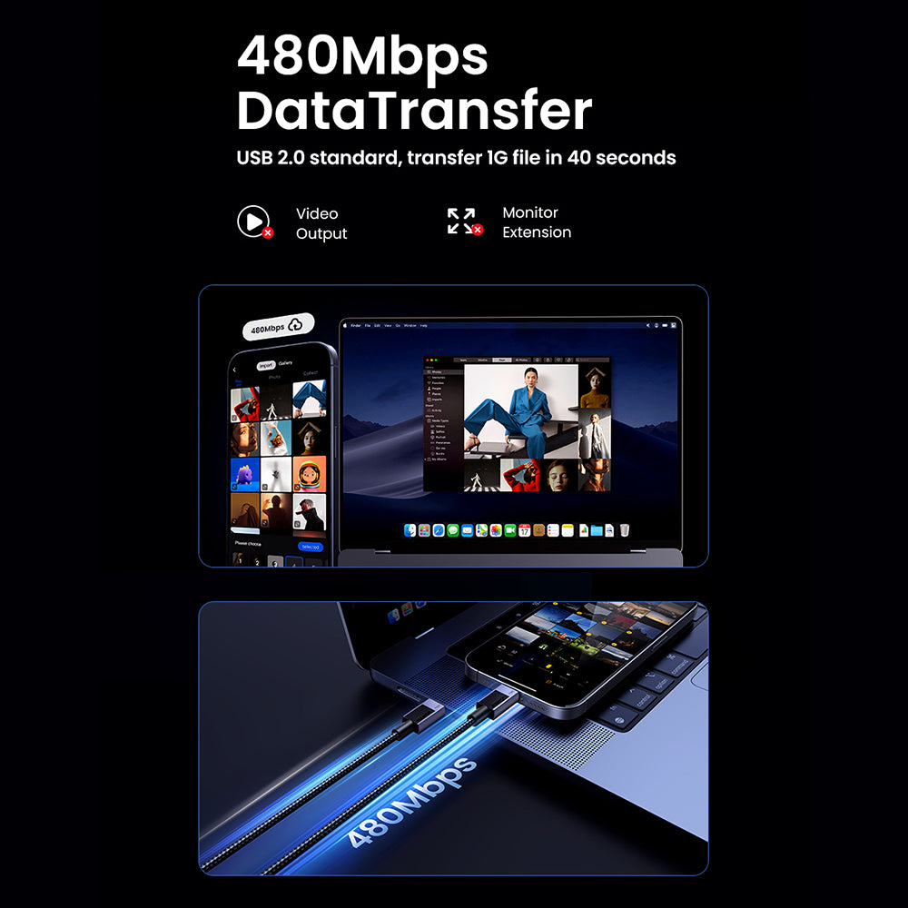 USB-C Daten- und Ladekabel - USB-C UGREEN L513, 240W, 2m, Schwarz