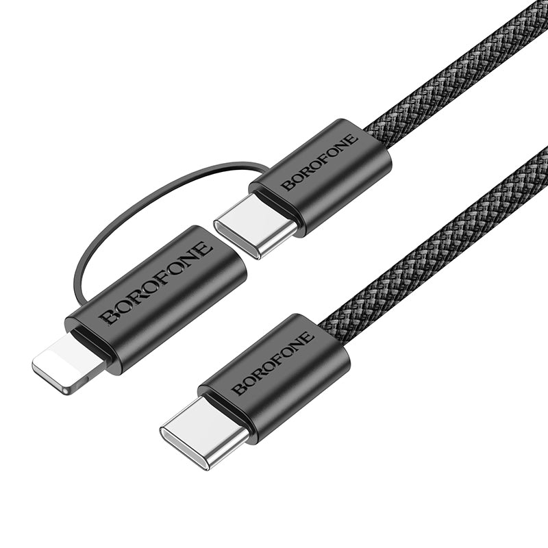 USB-C - Lightning / USB-C Borofone BX104 Primo 2in1 Data and Charging Cable, 60W, 1m, Black