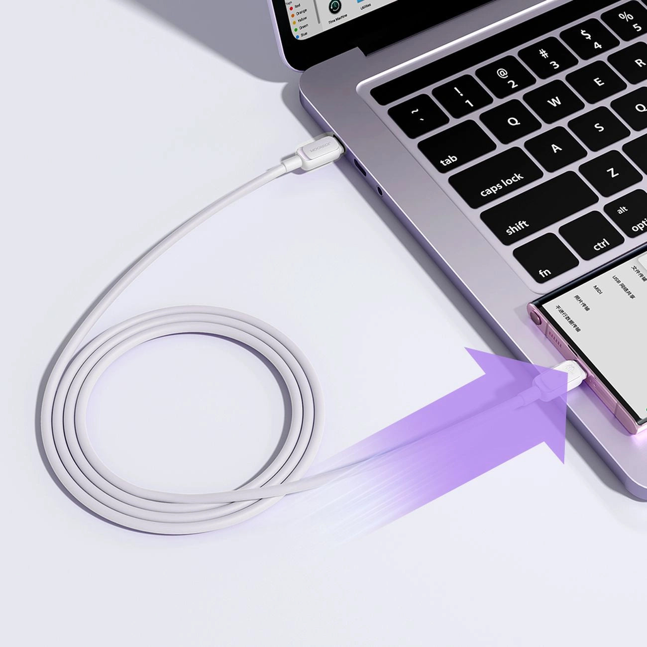 Câble de Données et de Charge USB-C - USB-C Joyroom S-A14, 60W, 1.2m, Blanc