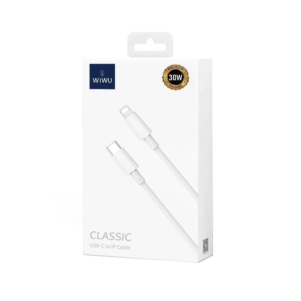Câble de Données et de Charge USB-C - Lightning WiWu Wi-C008, 30W, 1.2m, Blanc