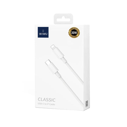 Câble de Données et de Charge USB-C - Lightning WiWu Wi-C008, 30W, 1.2m, Blanc