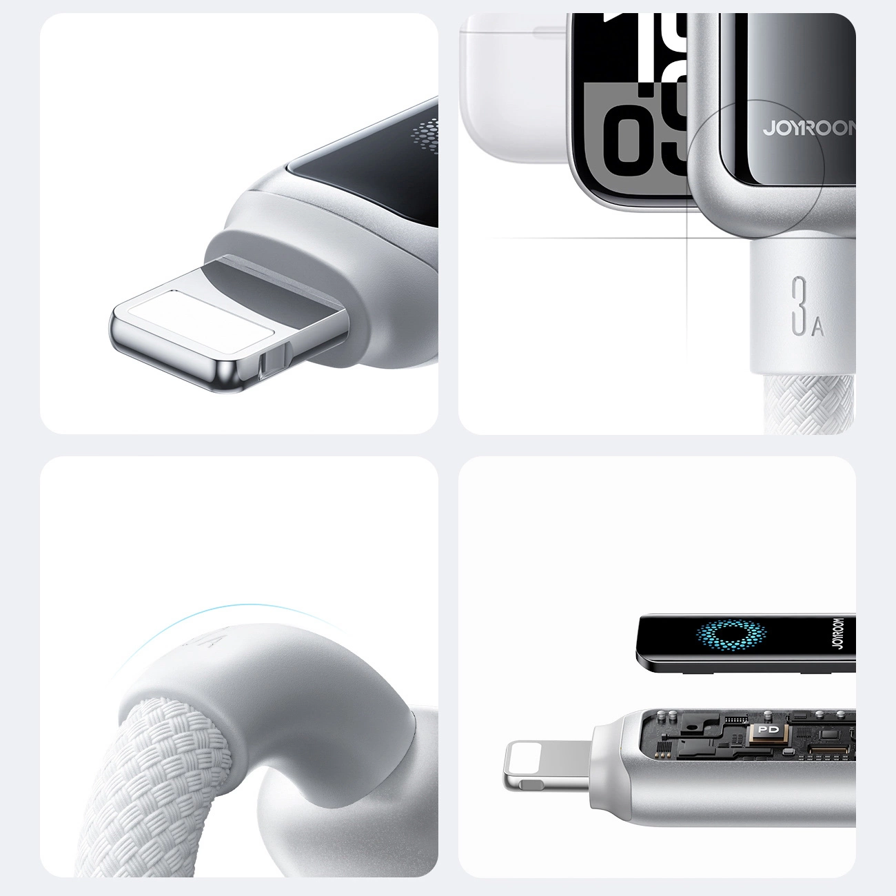 Daten- und Ladekabel USB-A - Lightning Joyroom S-A55 StarFlight Display, 18W, 1.2m, Weiß