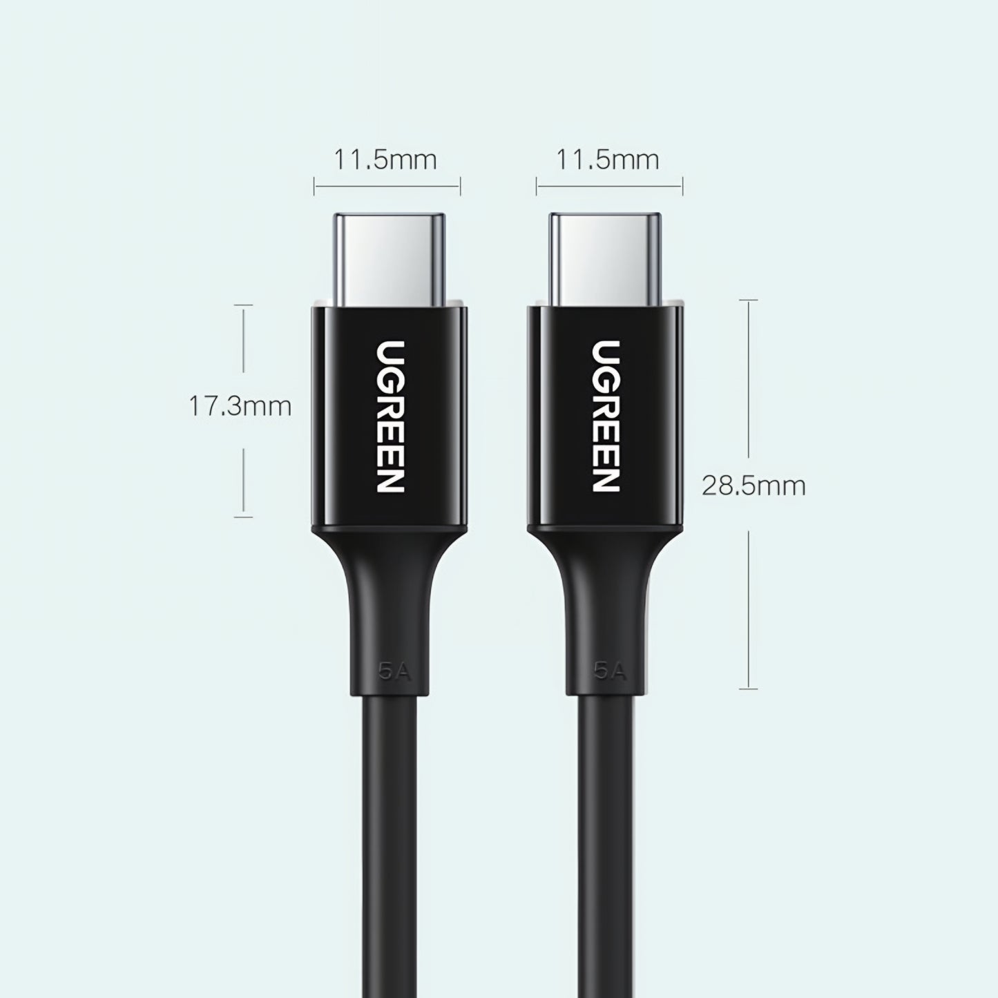 Câble de Données et de Charge USB-C - USB-C UGREEN US300, 100W, 2m, Blanc