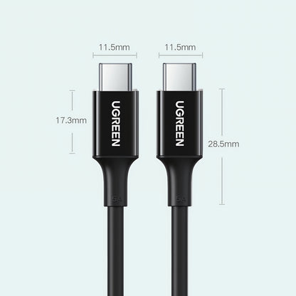 Câble de Données et de Charge USB-C - USB-C UGREEN US300, 100W, 2m, Blanc