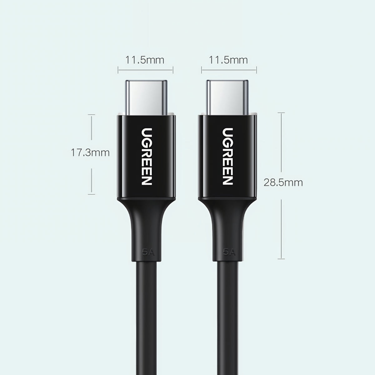 Câble de Données et de Charge USB-C - USB-C UGREEN US300, 100W, 2m, Blanc