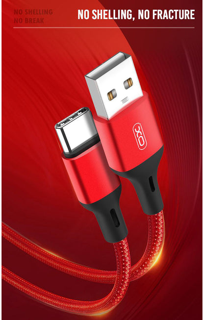 Câble de Données et de Charge USB-A - USB-C XO Design NB143, 18W, 2m, Rouge