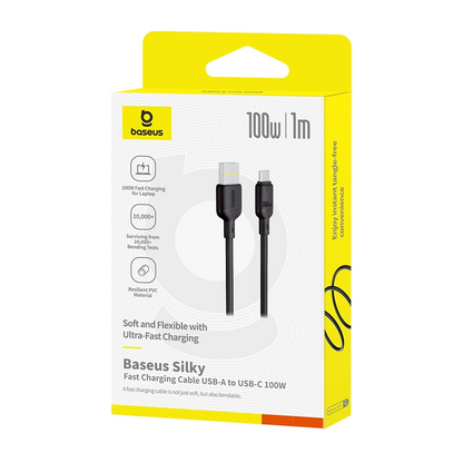 Daten- und Ladekabel USB-A - USB-C Baseus Silky, 100W, 1m, Schwarz P10377703113-00