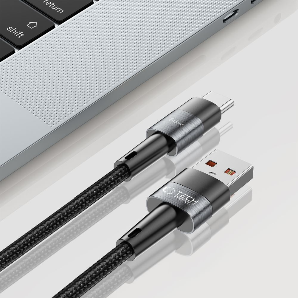 Câble de données et de charge USB-A - USB-C Tech-Protect Ultraboost, 66W, 0,5m, Gris