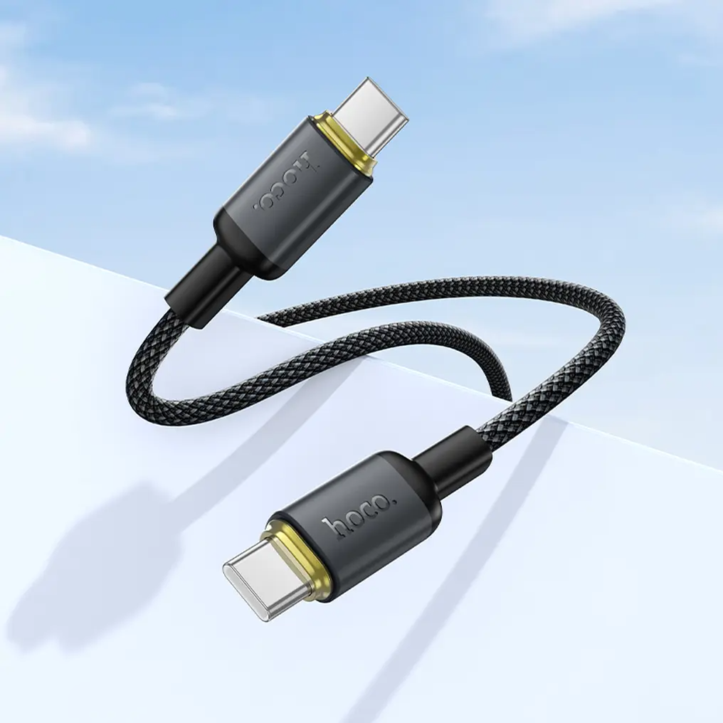 Câble de données et de charge USB-C - USB-C HOCO X128 Benefit, 60W, 1m, Noir