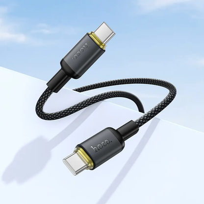 Câble de données et de charge USB-C - USB-C HOCO X128 Benefit, 60W, 1m, Noir