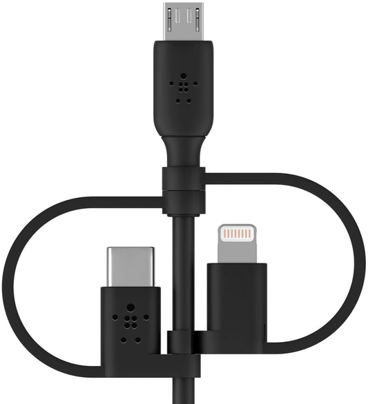 Cavo Dati e Ricarica USB-A - Lightning / microUSB / USB-C Belkin BoostCharge, 1m, Nero CAC001bt1MBK