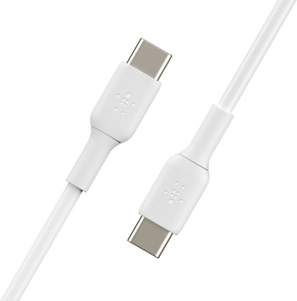 Câble de données et de charge USB-C - USB-C Belkin BoostCharge, 60W, 1m, lot de 2 pièces, blanc CAB003bt1MWH2PK