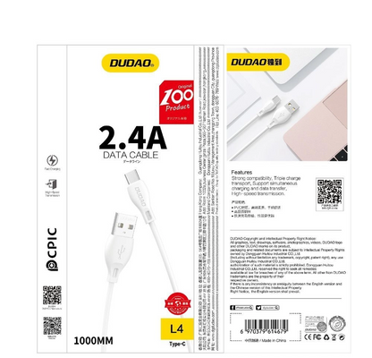 Cavo Dati e Ricarica USB-A - Lightning Dudao L4L, 18W, 1m, Bianco