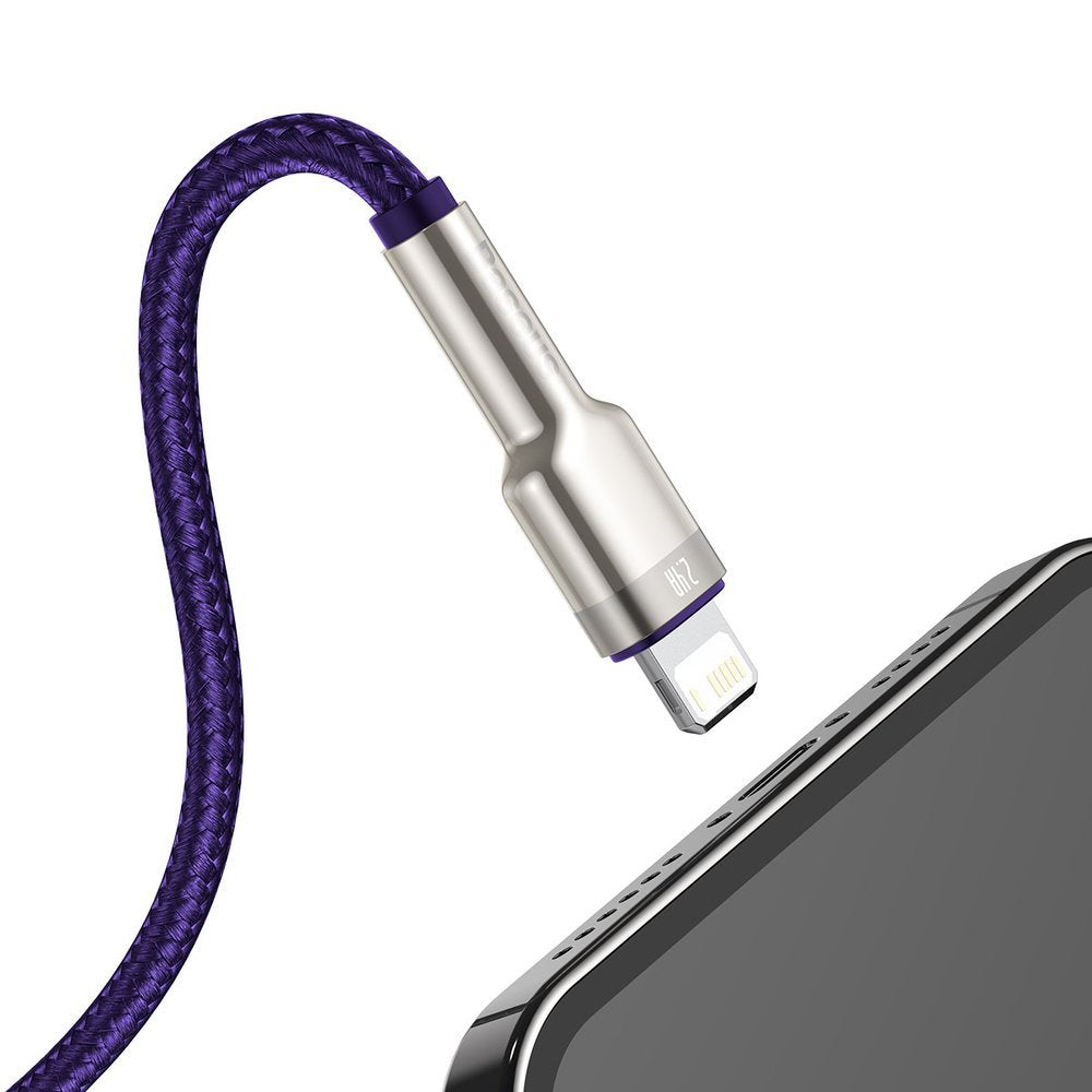 USB-A - Lightning Daten- und Ladekabel Baseus Cafule Metal Series, 18W, 2m, Lila CALJK-B05