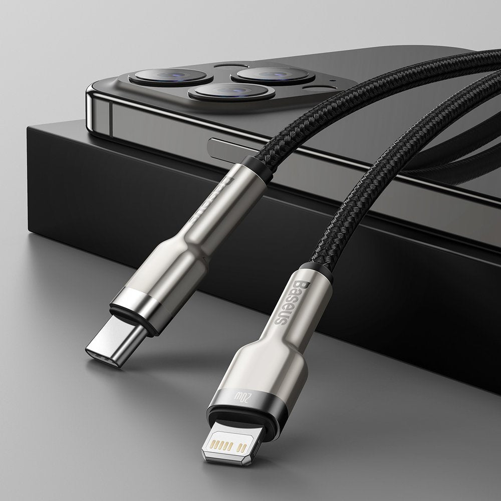 Cavo Dati e Ricarica USB-C - Lightning Baseus Cafule Metal Series, 20W, 2m, Nero CATLJK-B01