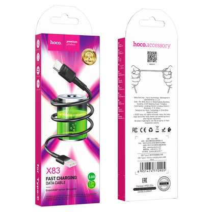 Cavo Dati e Ricarica USB-A - USB-C HOCO X83 Victory, 20W, 1m, Nero