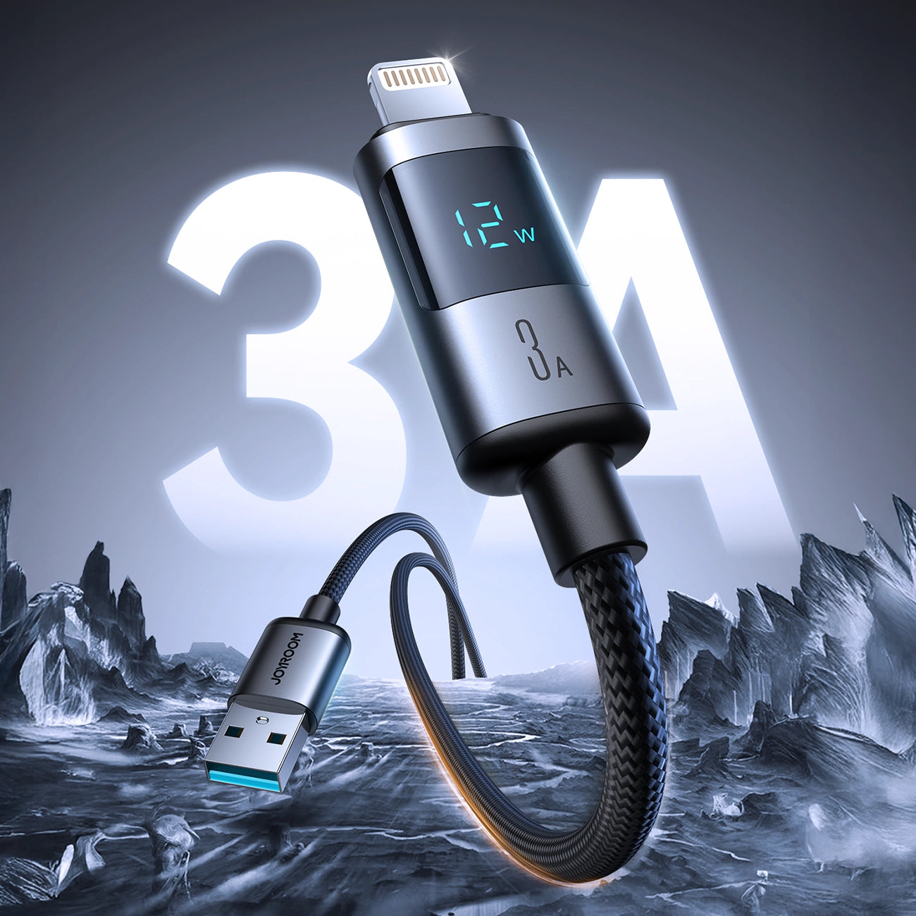 Cavo Dati e Ricarica USB-A - Lightning Joyroom S-A16 Pro Prism Display, 12W, 1.2m, Nero