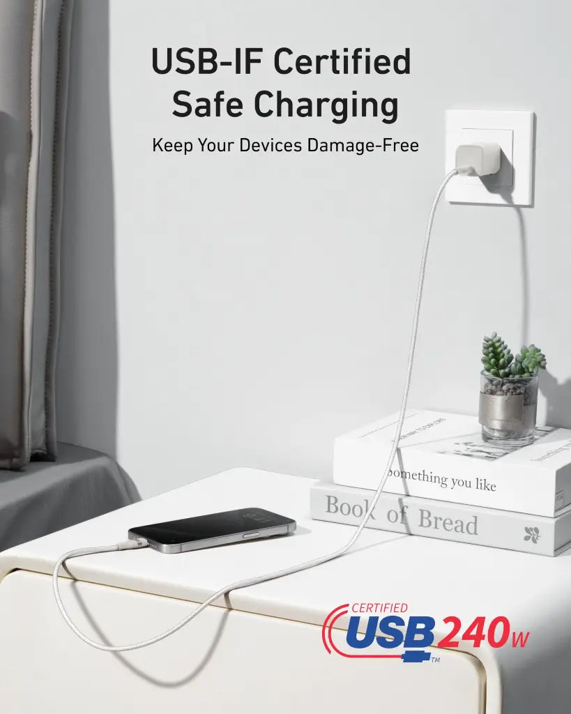 Daten- und Ladekabel USB-C - USB-C Anker, 240W, 0.9m, Weiß A82E2H21