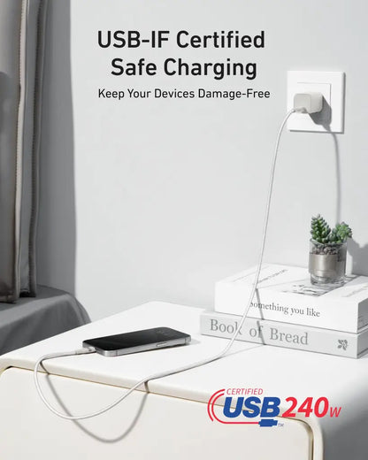 Daten- und Ladekabel USB-C - USB-C Anker, 240W, 0.9m, Weiß A82E2H21