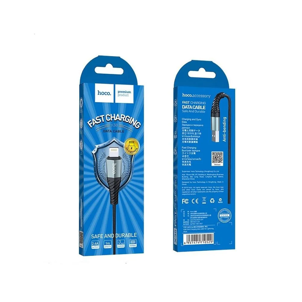 Cavo dati e ricarica USB-A - Lightning HOCO X38 Cool, 18W, 1m, nero 
