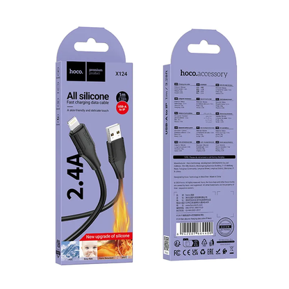 Câble de données et de charge USB-A - Lightning HOCO X124, 18W, 1m, Noir