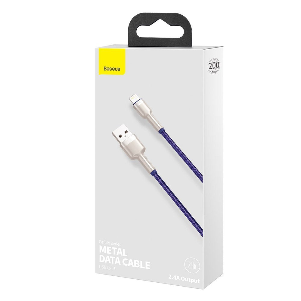 USB-A - Lightning Daten- und Ladekabel Baseus Cafule Metal Series, 18W, 2m, Lila CALJK-B05