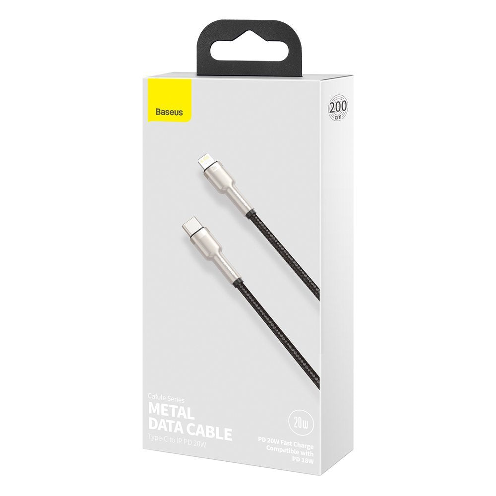 Cavo Dati e Ricarica USB-C - Lightning Baseus Cafule Metal Series, 20W, 2m, Nero CATLJK-B01