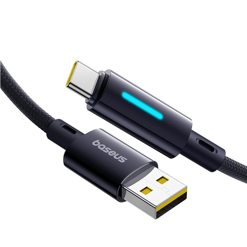 Câble de Données et de Charge USB-A - USB-C Baseus Lit Button Control, 100W, 1m, Noir P10379002121-00
